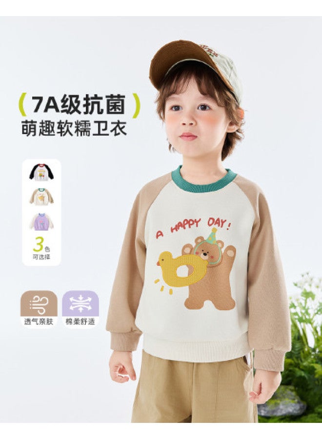 Babu Bean Children's Spring And Autumn Class A Antibacterial Sweatshirt, Small And Medium Toddler Cartoon Top, Boys And Girls Baby Clothes - Image 1